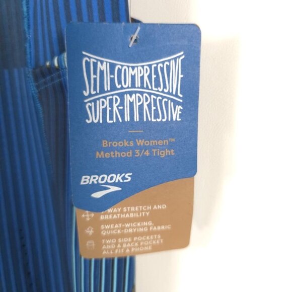 NWT BROOKS‎ METHOD 3/4 TIGHT Leggings Motion Print Pants Size SMALL - Picture 14 of 14